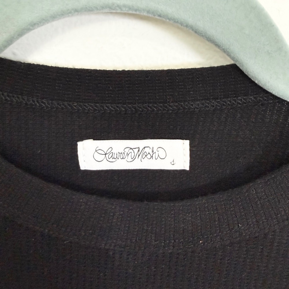 Lauren Moshi McKinley All Over Lips Top Black Long Sleeve Size Small - Picture 5 of 8